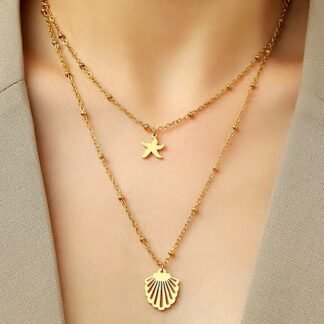 collier multi rang coquillage