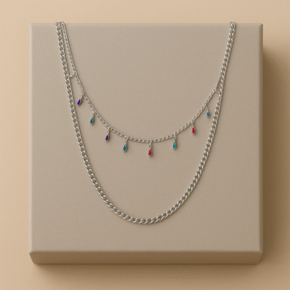 collier pampilles multicolore