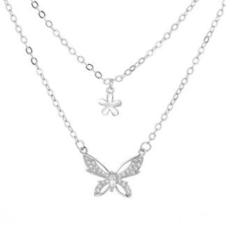 collier papillon argent