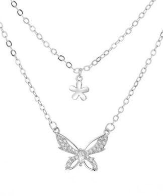 collier papillon argent