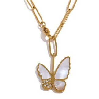 collier papillon nacre