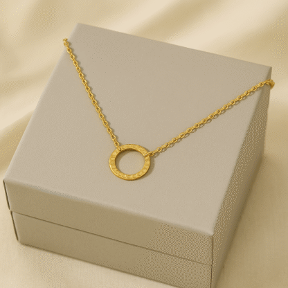 collier avec pendentif cercle en acier inoxydable