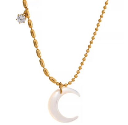 collier pendentif lune blanche