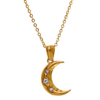 Collier pendentif lune strass