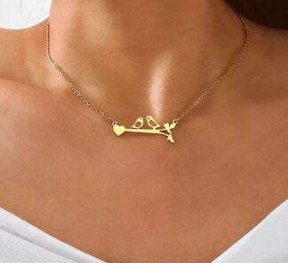 collier pendentif oiseau sur branche