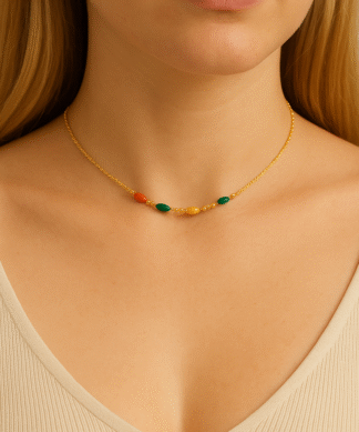 ras du cou billes multicolore en acier inoxydable