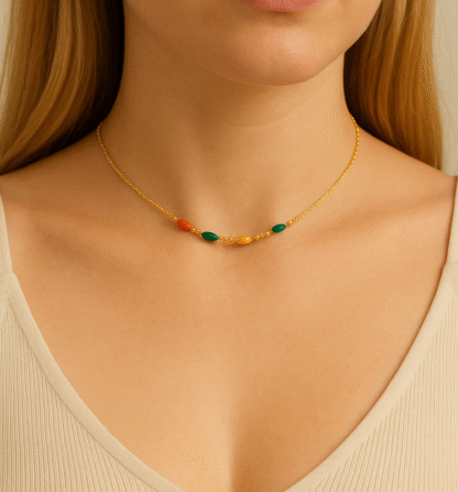 ras du cou billes multicolore en acier inoxydable