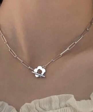 collier ras du cou grosse maille argent