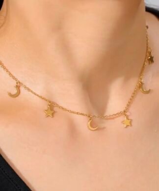 Collier ras du cou lune etoile