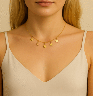 ras du cou avec pendentifs lune etoiles