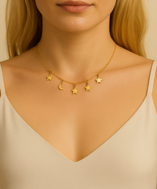 ras du cou avec pendentifs lune etoiles