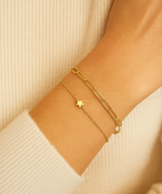 ensemble de deux bracelets grosse maille en acier inoxydable