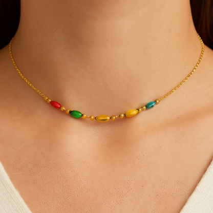 collier ras du cou multicolore