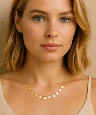 collier ras de cou avec petites médailles