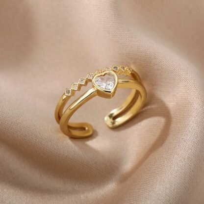 bague double rang coeur