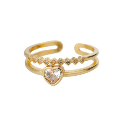 bague double rang coeur