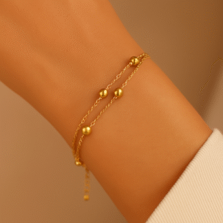 bracelet multirang avec chaîne perlée en acier inoxyadable