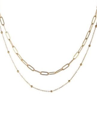 Collier ras du cou pour femme avec grosses mailles dorées en acier inoxydable