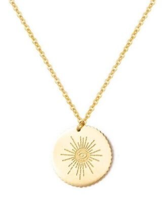collier medaille soleil acier inoxydable