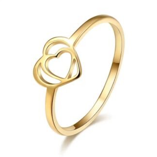 bague pour femme fantaisie en forme de deux coeurs