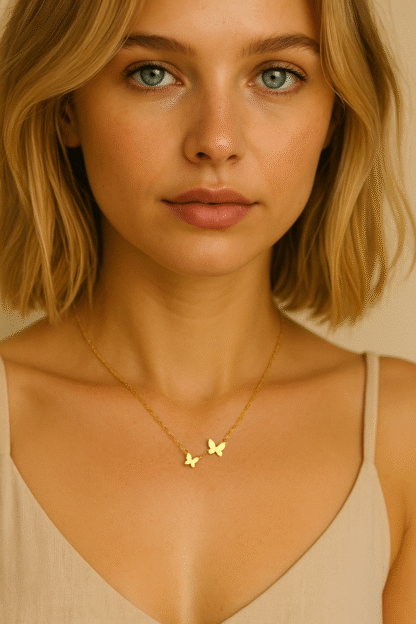 collier avec papillon en acier inoxydable