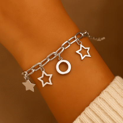 bracelet chaine grosse maille avec breloques