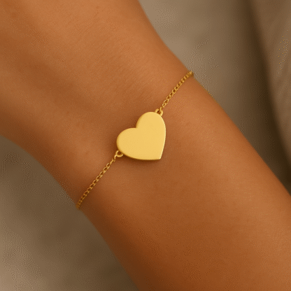 bracelet minimaliste avec coeur en acier inoxydable