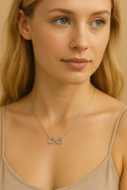 collier avec pendentif infini et coeur en acier inoxydable