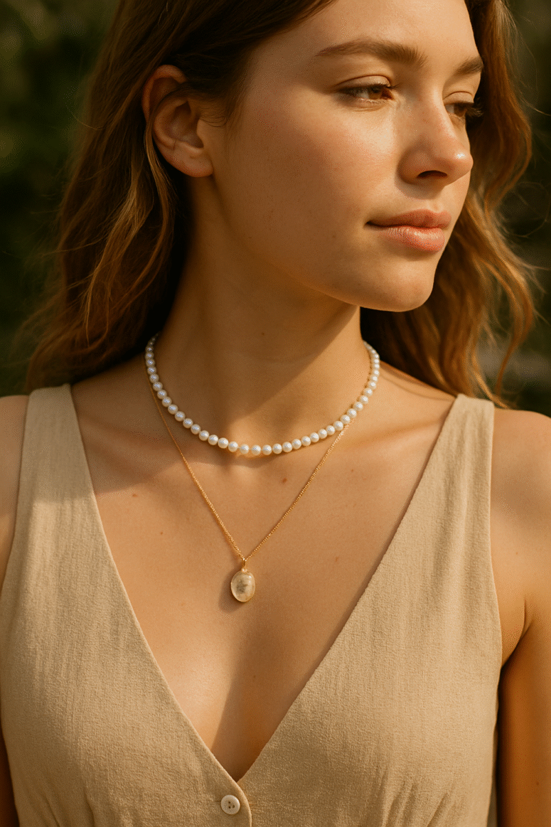 collier ras du cou double rang