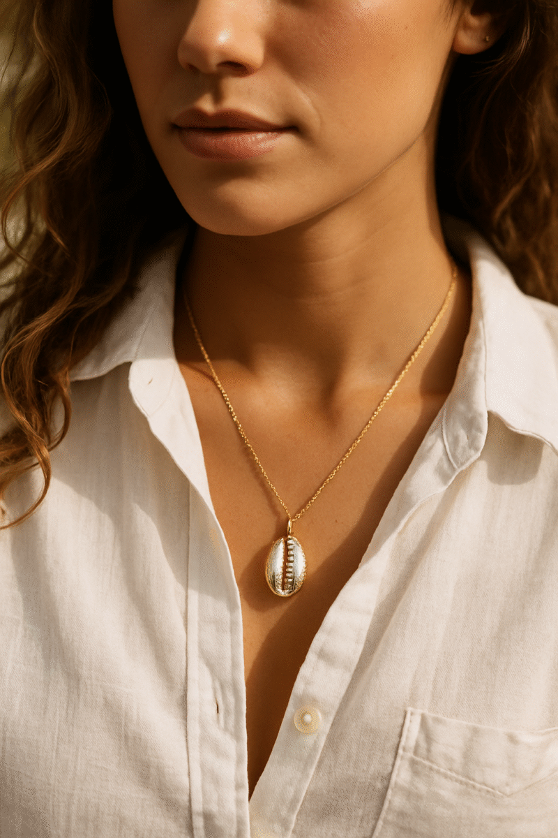 collier chaine fine avec pendentif coquillage 