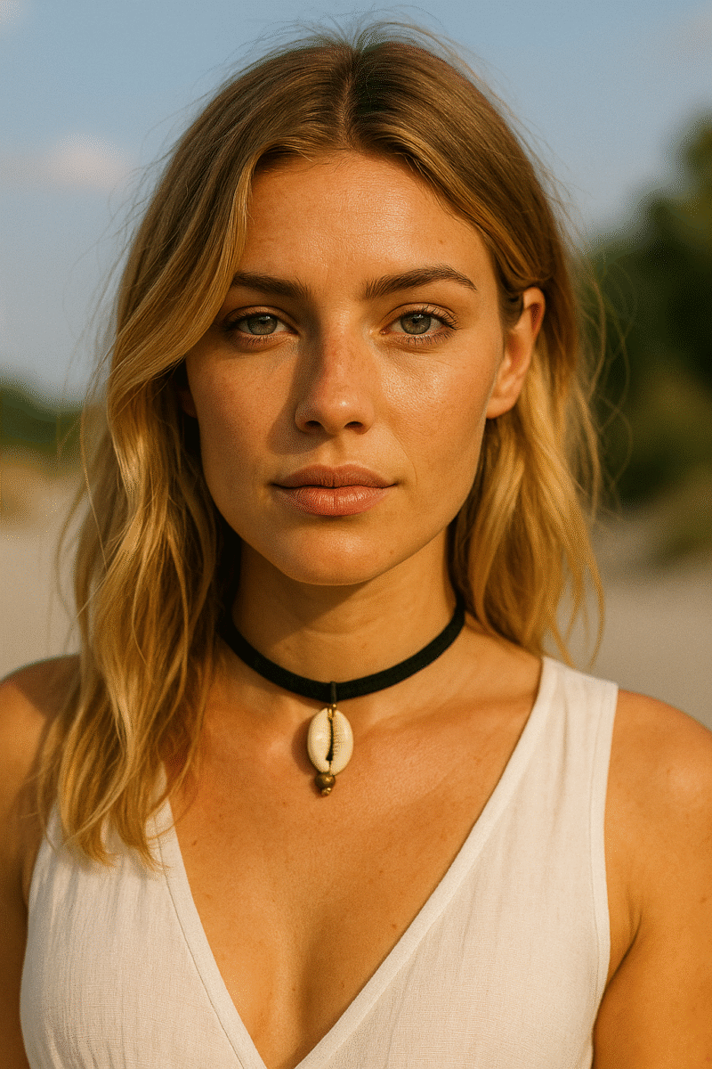 collier ras du cou pour femme avec coquillage 